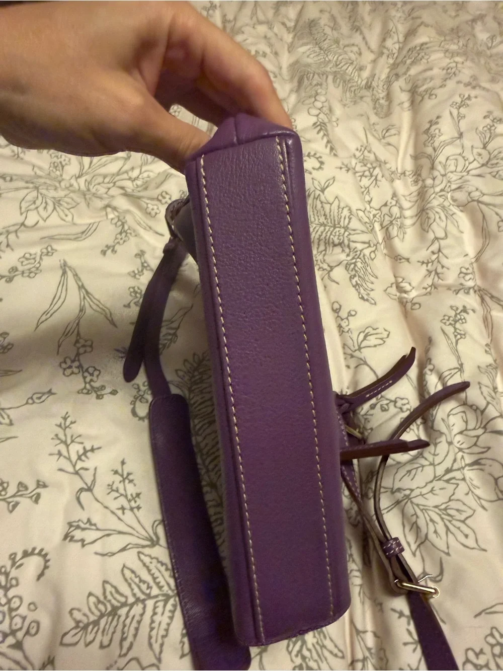 Dooney & Bourke Purple Leather Crossbody with Contrast Trim